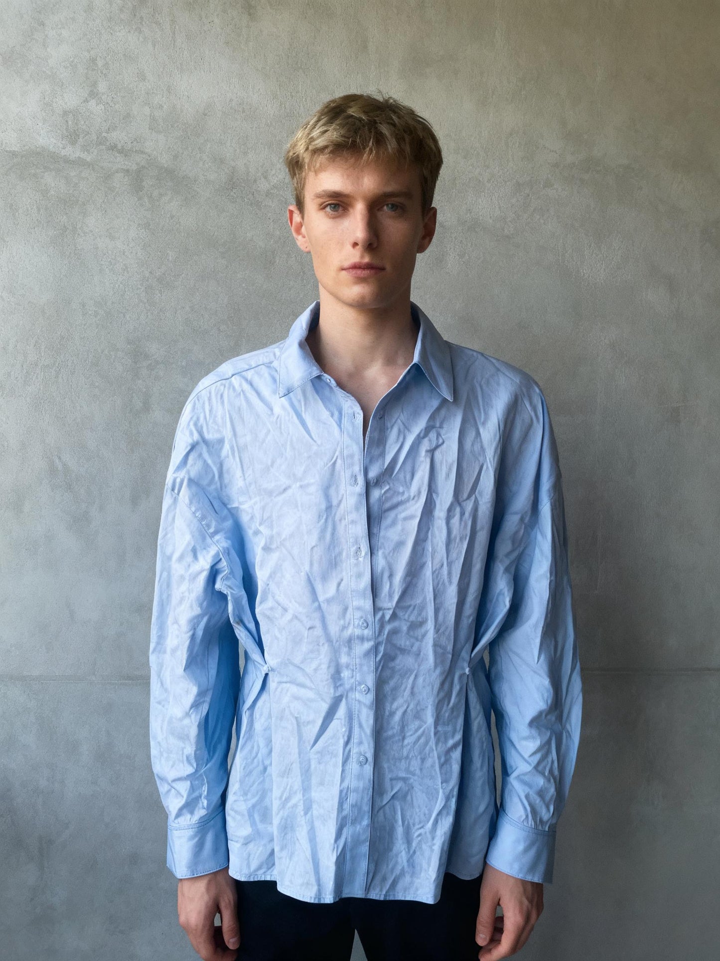 J.Ver Men's Dress Shirts Solid Long Sleeve Stretch Wrinkle-Free Formal Shirt Business Casual Button Down Shirts, Blue size XL