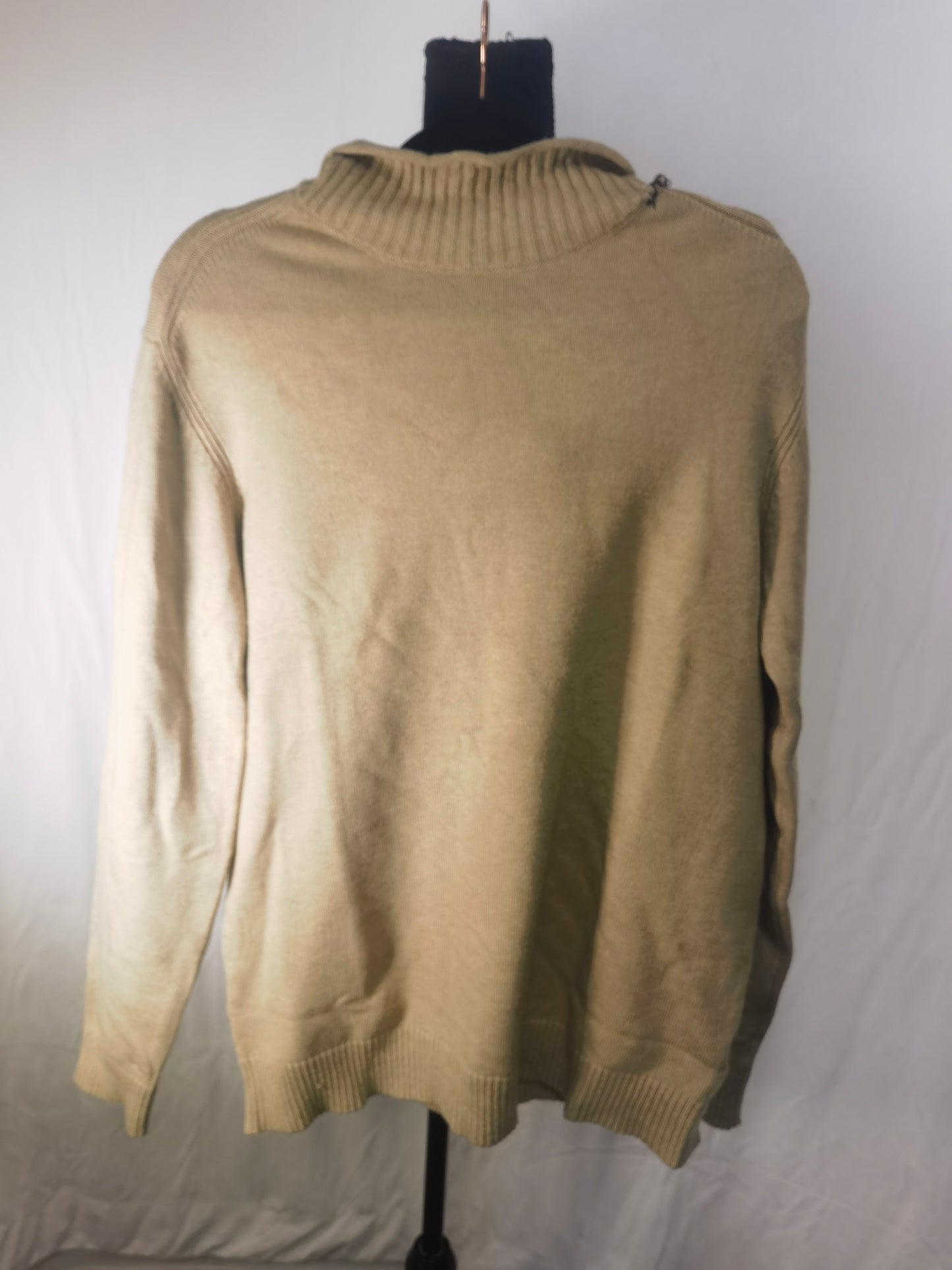 Men Classic Seamless Wool Turtleneck Pullover Basic Flip Up Neck Long Sleeve Soft Warm Business Sweater Size L