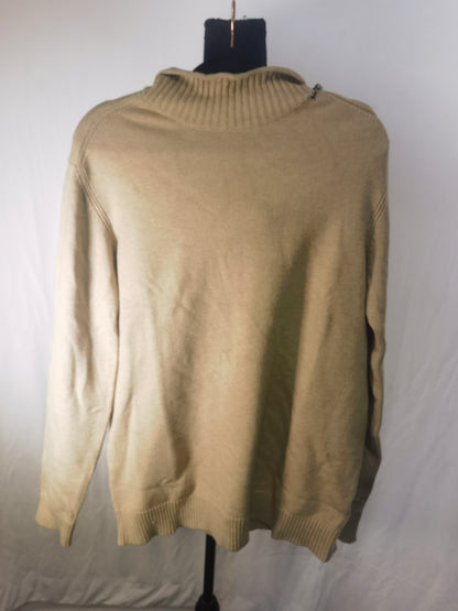 Men Classic Seamless Wool Turtleneck Pullover Basic Flip Up Neck Long Sleeve Soft Warm Business Sweater Size L