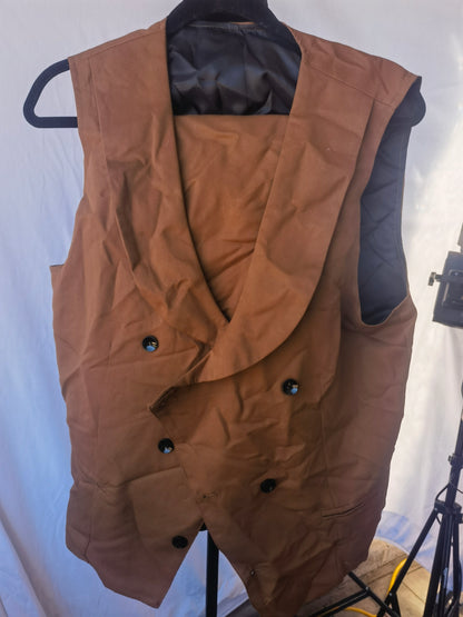 Manfinity Bizformal Men's Casual Solid Color Double-Breasted Vest, Autumn size M