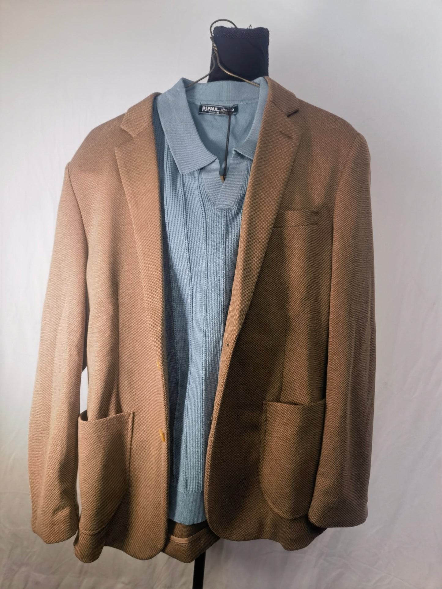 PJ PAUL JONES Mens Casual Blazers Lightweight Cotton-Linen Sport Coat 2 Button Unlined Suit JacketSize L