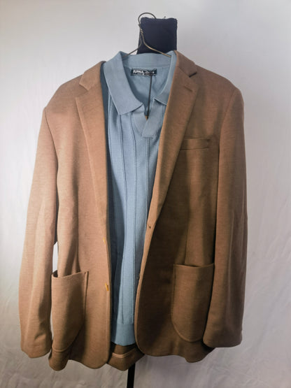 PJ PAUL JONES Mens Casual Blazers Lightweight Cotton-Linen Sport Coat 2 Button Unlined Suit JacketSize L