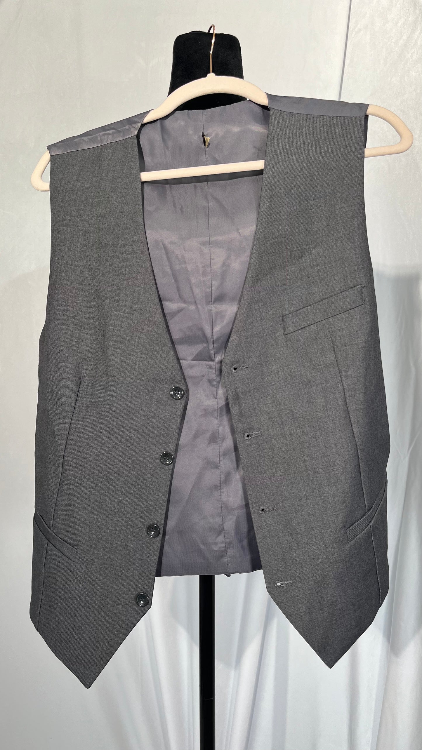 Striped Vest Men Suit Vest Classic Black Grey Business Vest Waistcoat Men British Blazer Size M