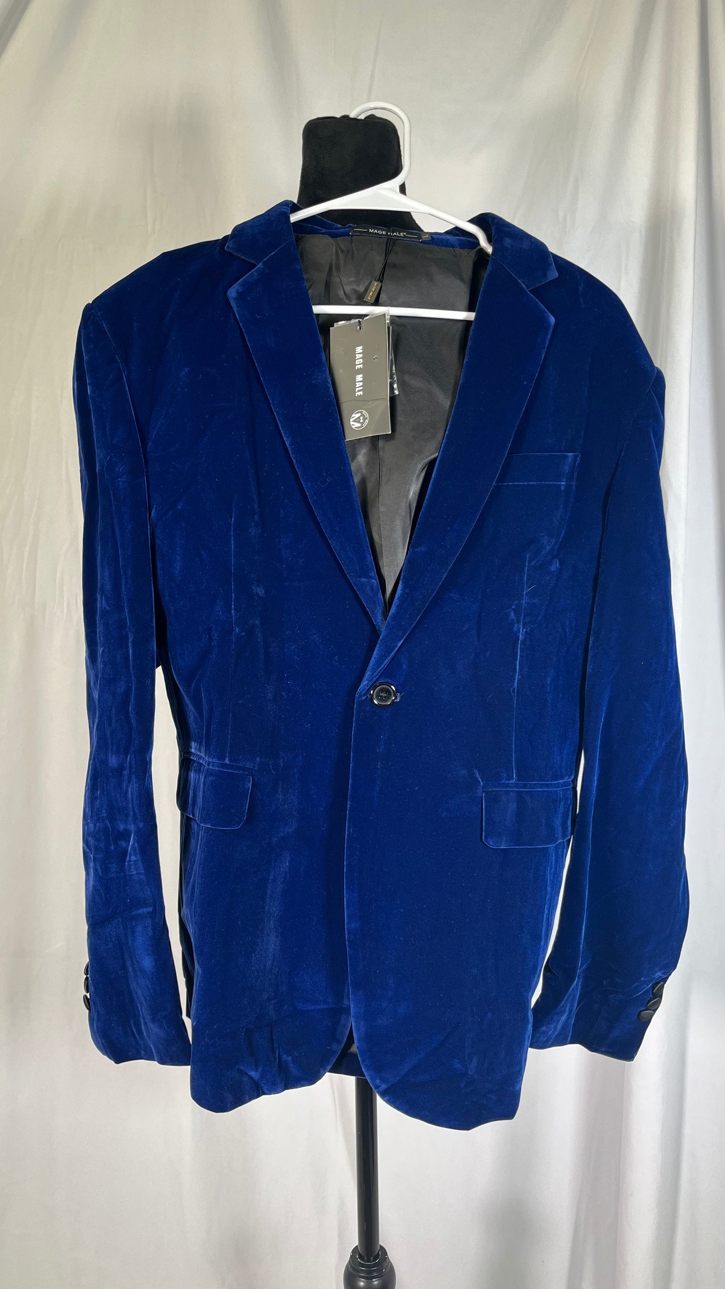 Apornipal Men's Velvet One Button Suit Jacket Slim Fit Peak Lapel Casual Blazer Outerwear Size L