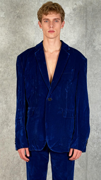 Apornipal Men's Velvet One Button Suit Jacket Slim Fit Peak Lapel Casual Blazer Outerwear Size L