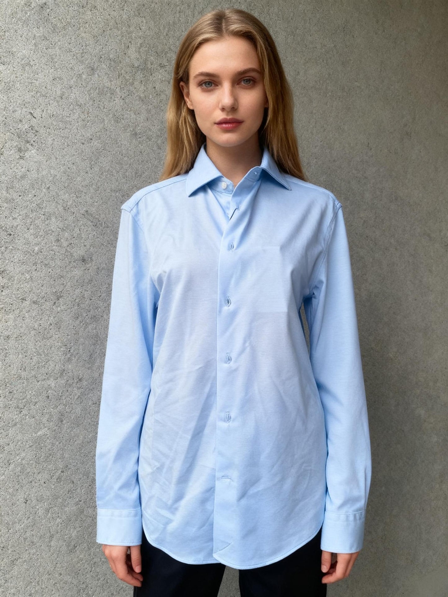 ZARA  blue casual long sleeve Loose Poplin Shirt shirt size S