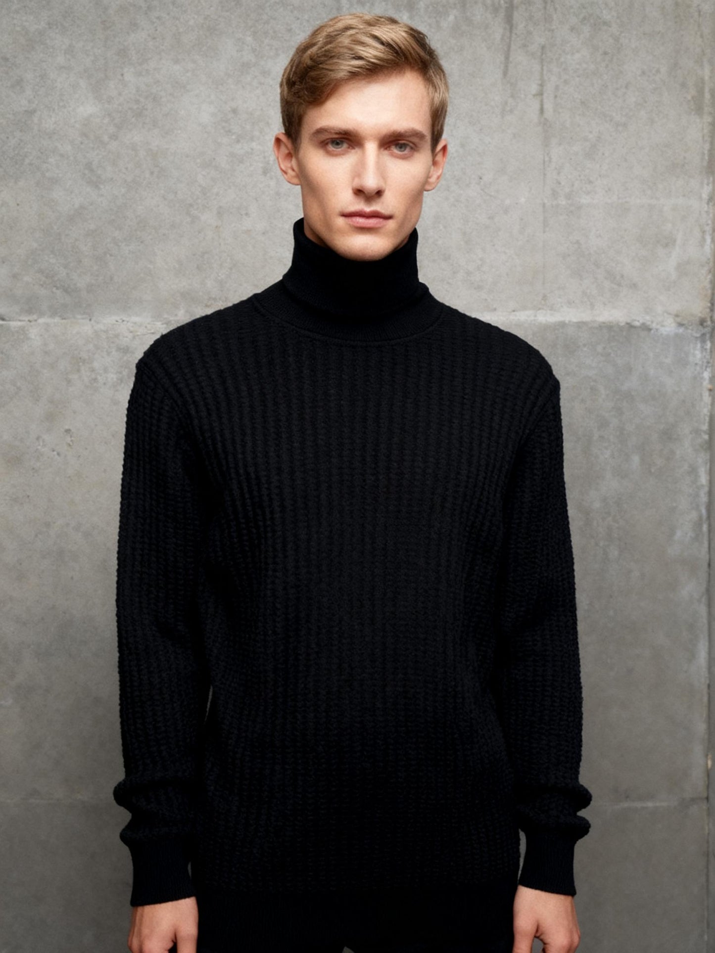 Mens Casual Sweater Long Sleeve Men Turtleneck Ribbed Knit Sweater Fall Tops Size XL