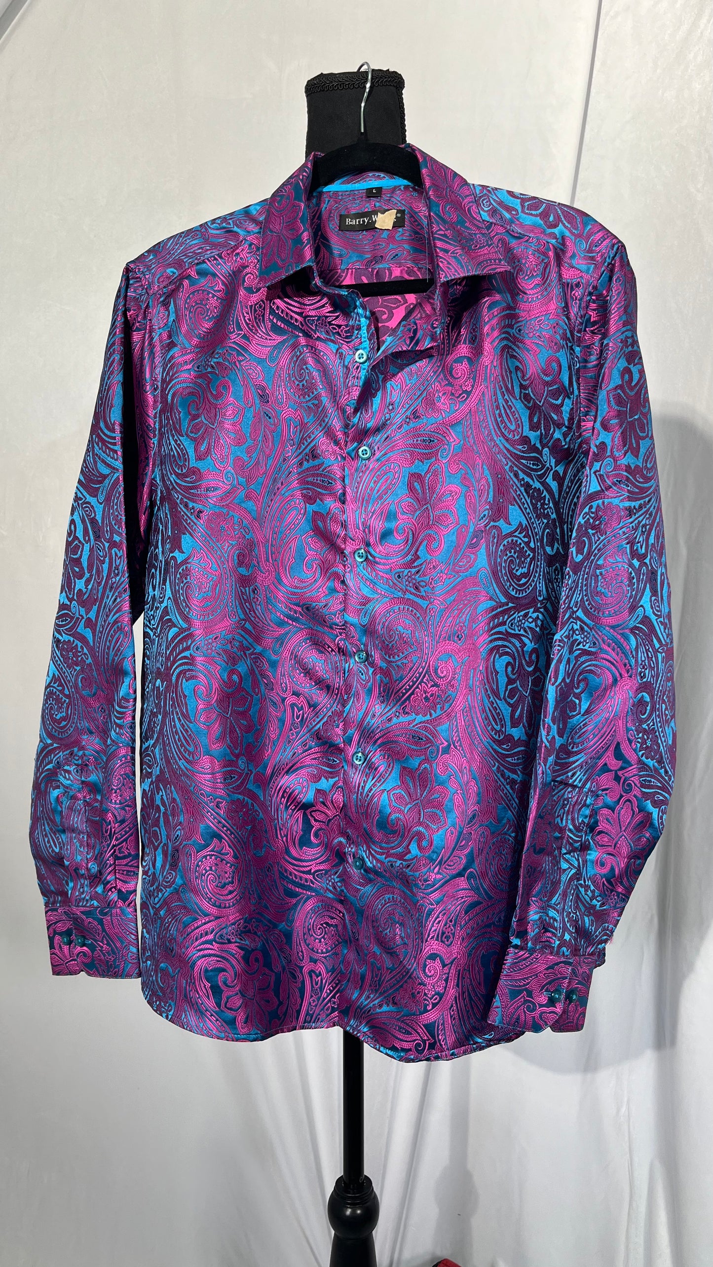 Men Spring Autumn Long Sleeve Casual Fit Shirt Wedding Party Business Work Shirt  size L