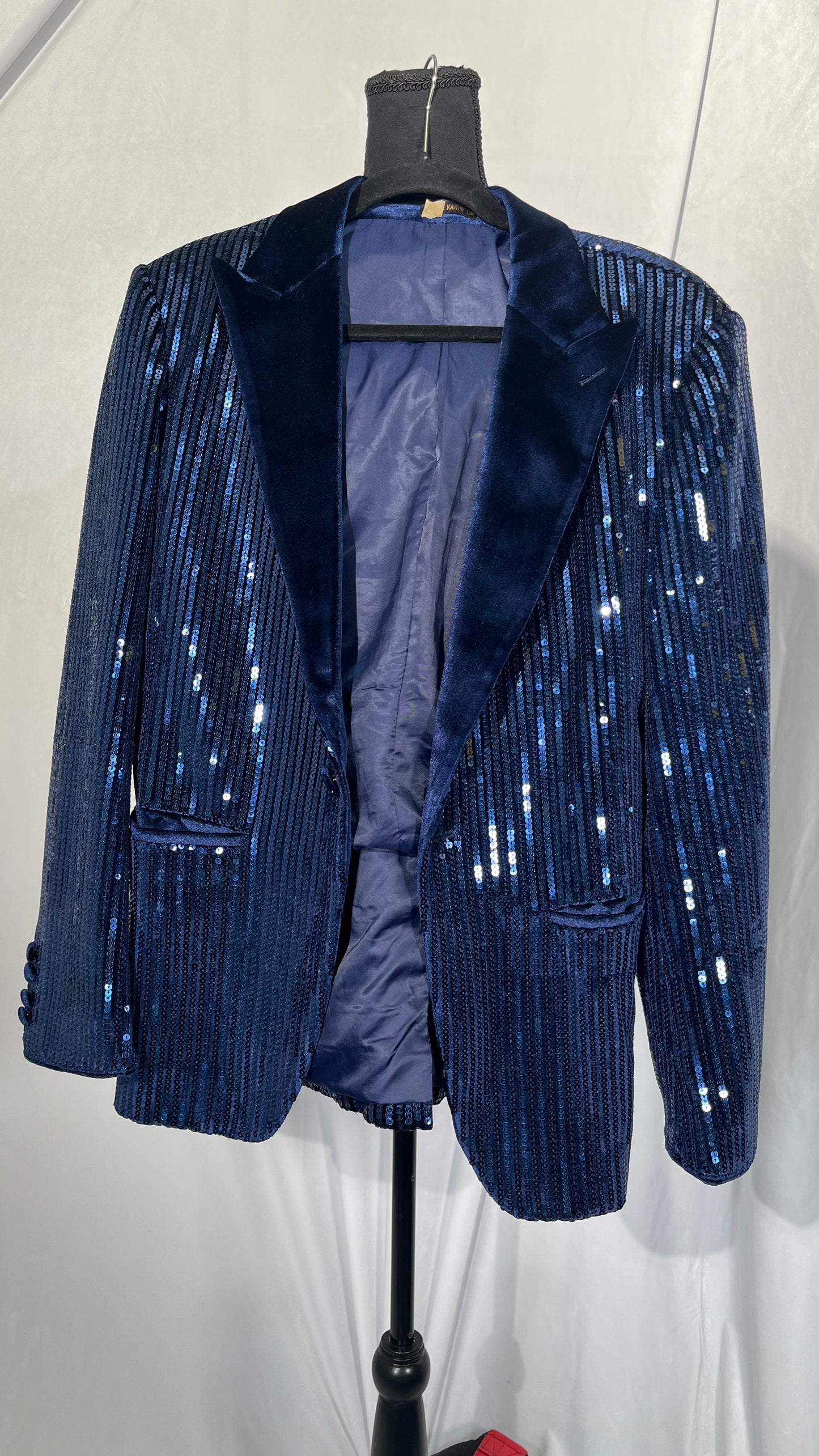 Meleg ölelés Blazers  Vintage Sparkly Sequins Blazer Open Front Glitter Jacket Casual Double Breasted Outfit Size M