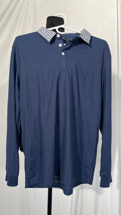 Hackett London Men's Chambray CLR JSY LS Polo Shirt size L