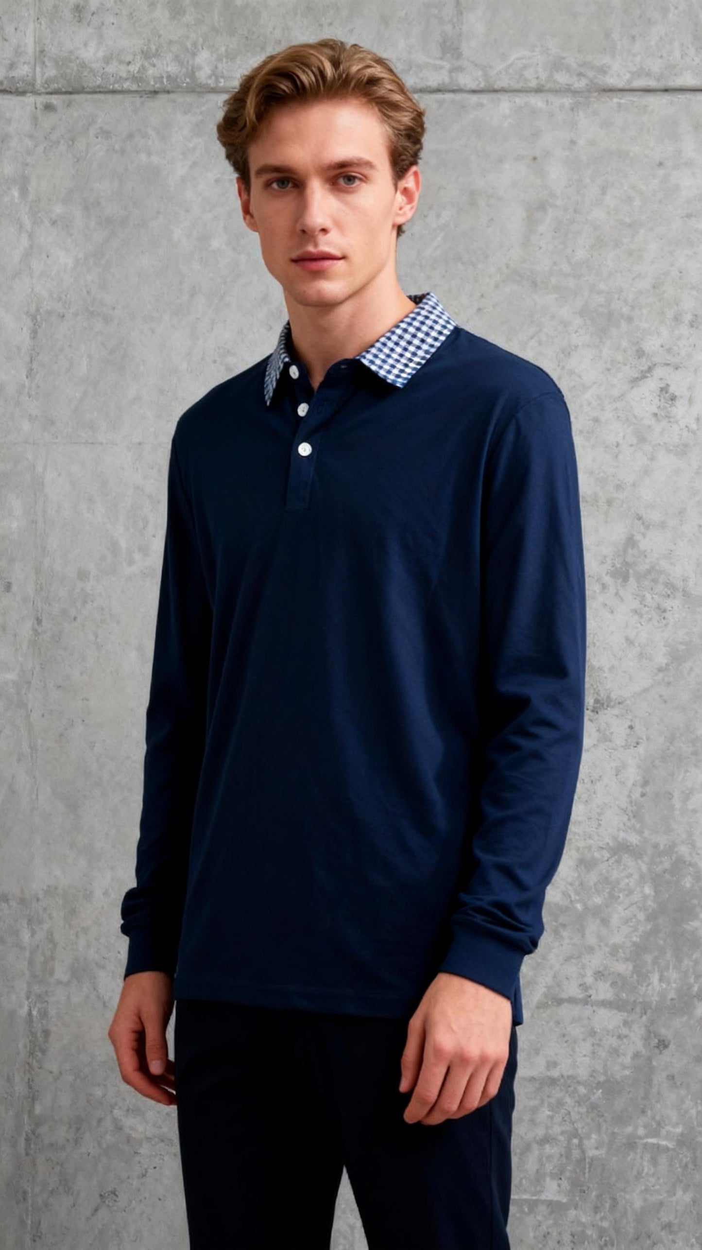 Hackett London Men's Chambray CLR JSY LS Polo Shirt size L