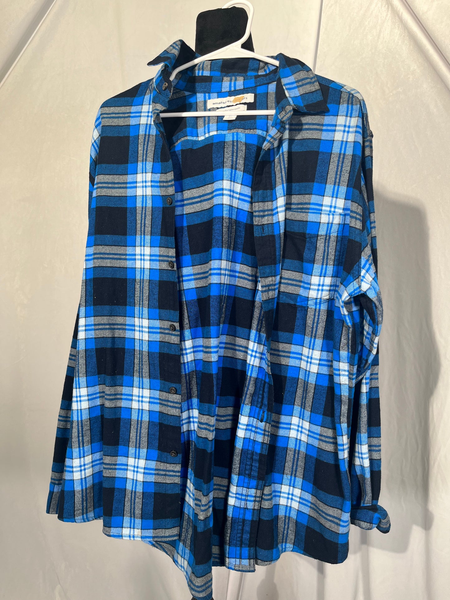 Mens & Boys Flannel Shirts Long Sleeve Cotton Regular Casual Plaid Button Down Shirt with Pockets  Size L
