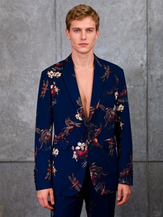 Men's Gold Sequin Blazer Shiny Glitter Blazer Shawl Collar Wedding Party Stage Costumes, size 36