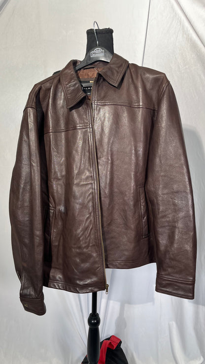 Cowhide Leather Motorcycle Jacket Men Biker Waxed Brown Classic Shirt Collar Vintage Leather Jacket For Man Size XL