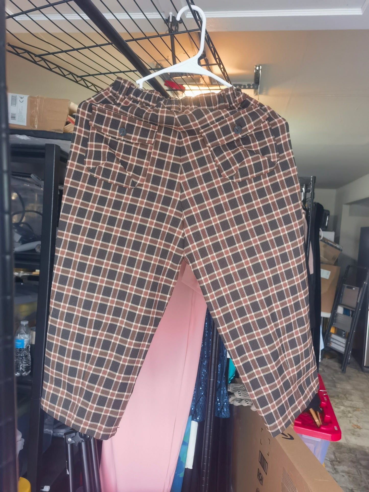 PLAID PLEATED BALLOON LEG PANTS didn't find size on picture
