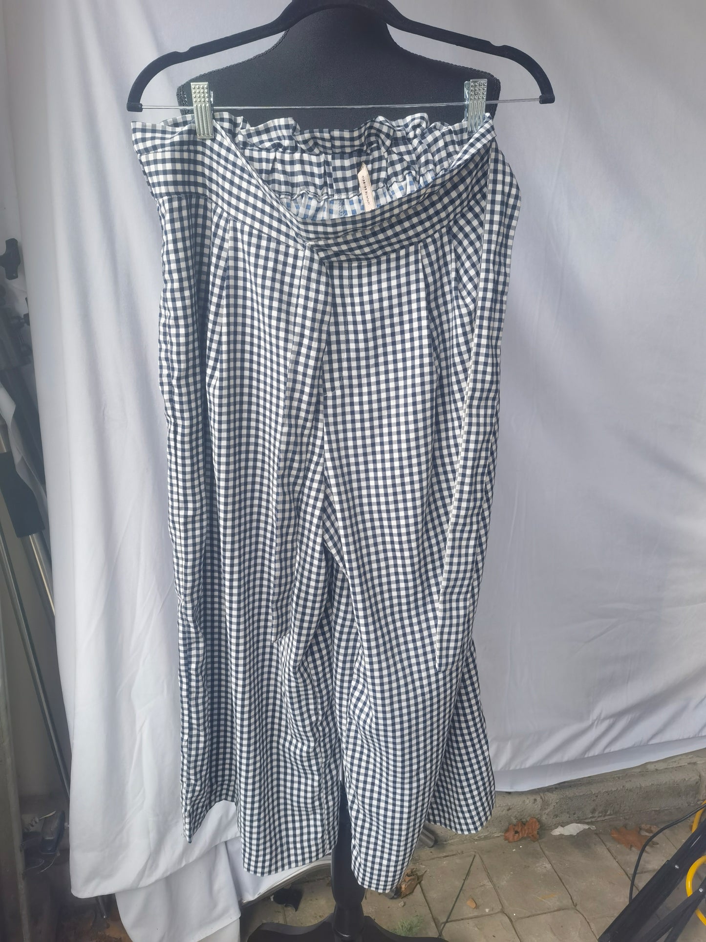 Zara Trafaluc collection black & white plaid pants women's Size XL