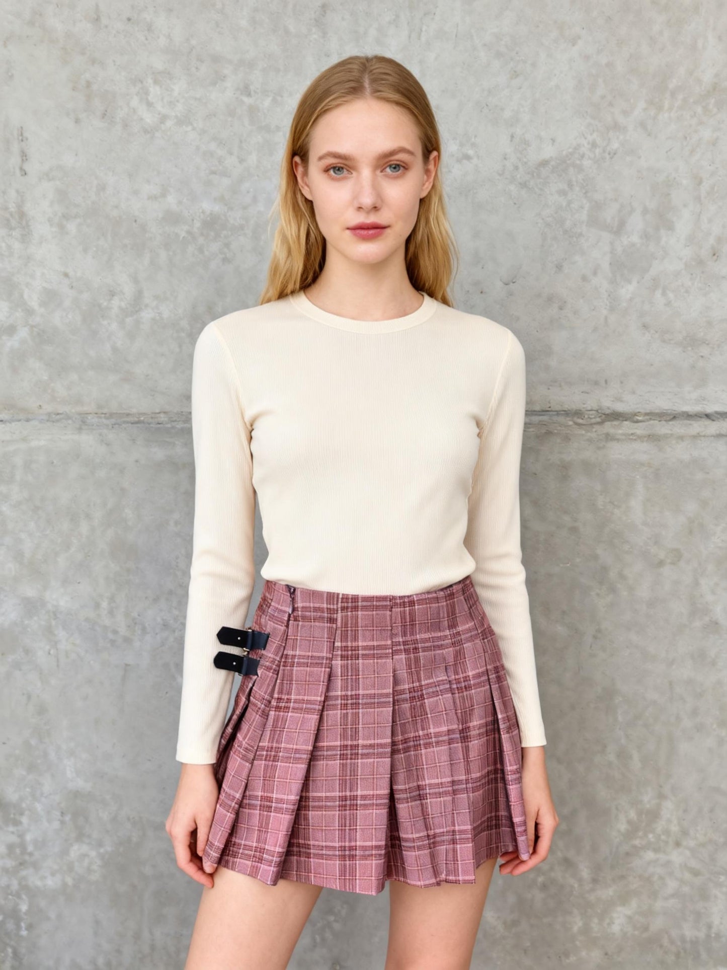 Plaid Skirt for Women Casual Pleated A Line Skirt Zipper High Waist Skirt Elegant Short Tennis Skirt Flared Skater Skirts Size No