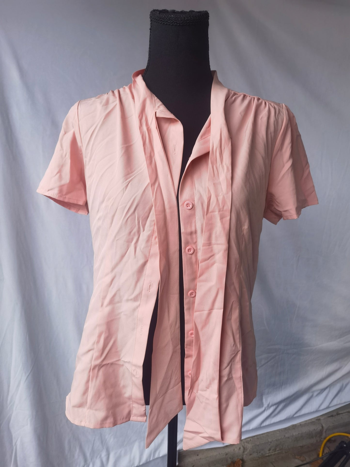 Belle Poque Women's Summer Short Sleeve Blouse Lapel Collar Slim Fit Casual Office Blouse Size S