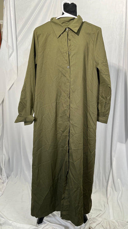 Women's Shirt Collar Dress Solid Casual Dress Size L