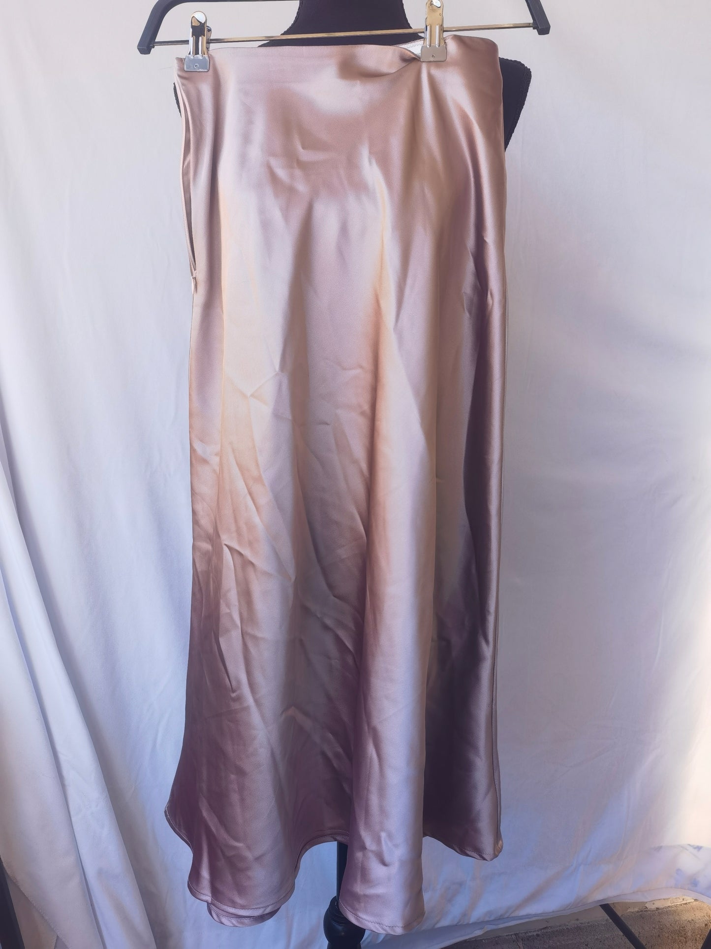 Women's Midi Satin Skirt Dressy Casual High Waisted A Line Flowy Ruffle Elegant Summer Party Cocktail Calf Length Skirtst Size S