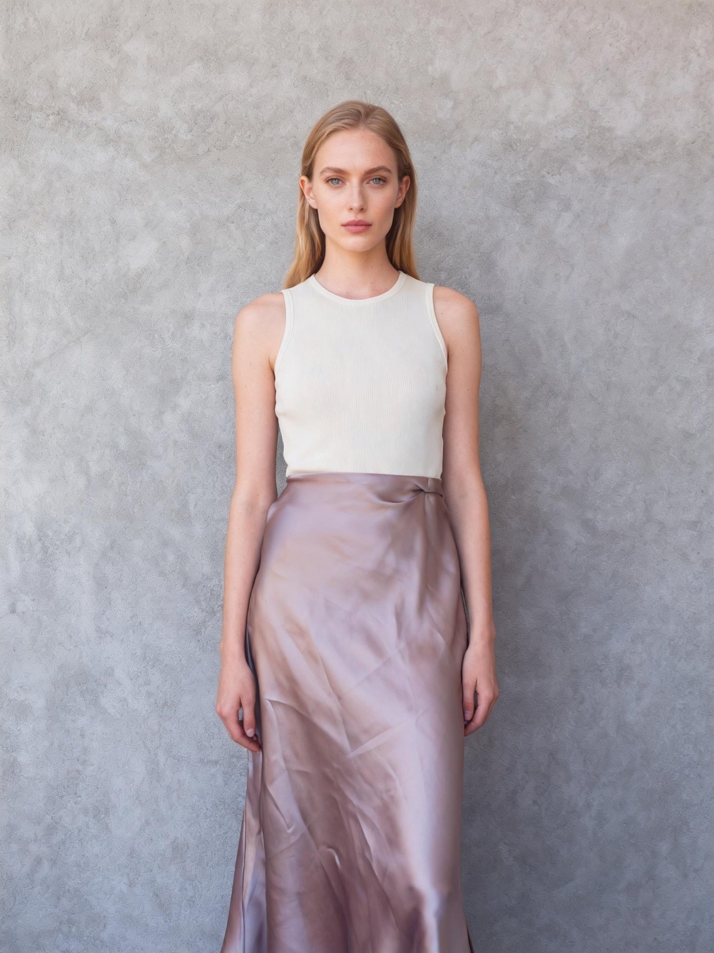 Women's Midi Satin Skirt Dressy Casual High Waisted A Line Flowy Ruffle Elegant Summer Party Cocktail Calf Length Skirtst Size S