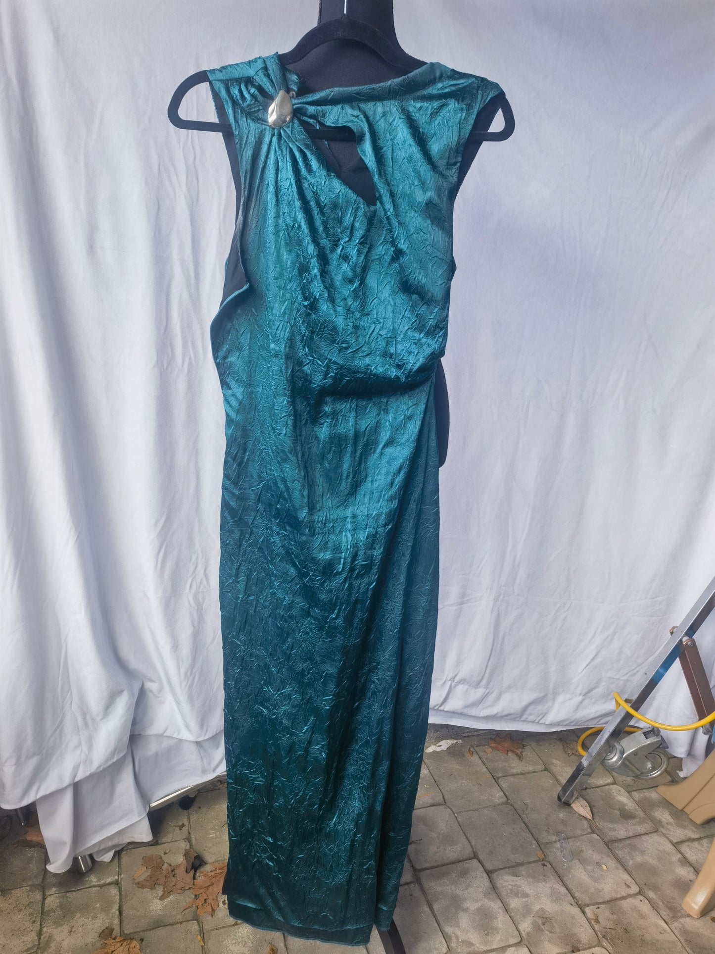 ZARA Women's GOLD APPLIQUÉ SATIN MIDI DRESS Size S