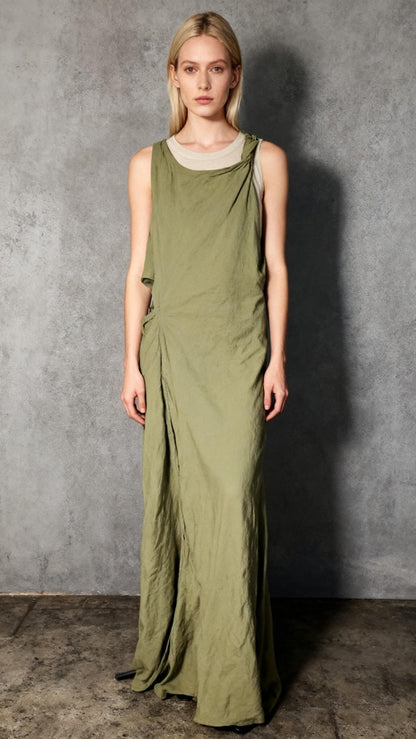 ZARA Reformation Bliss Maxi Ribbed Dress Limon Sleeveless  size S