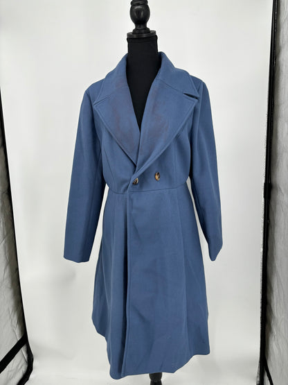 Women’s Navy Blue Double-Breasted Long Coat size m