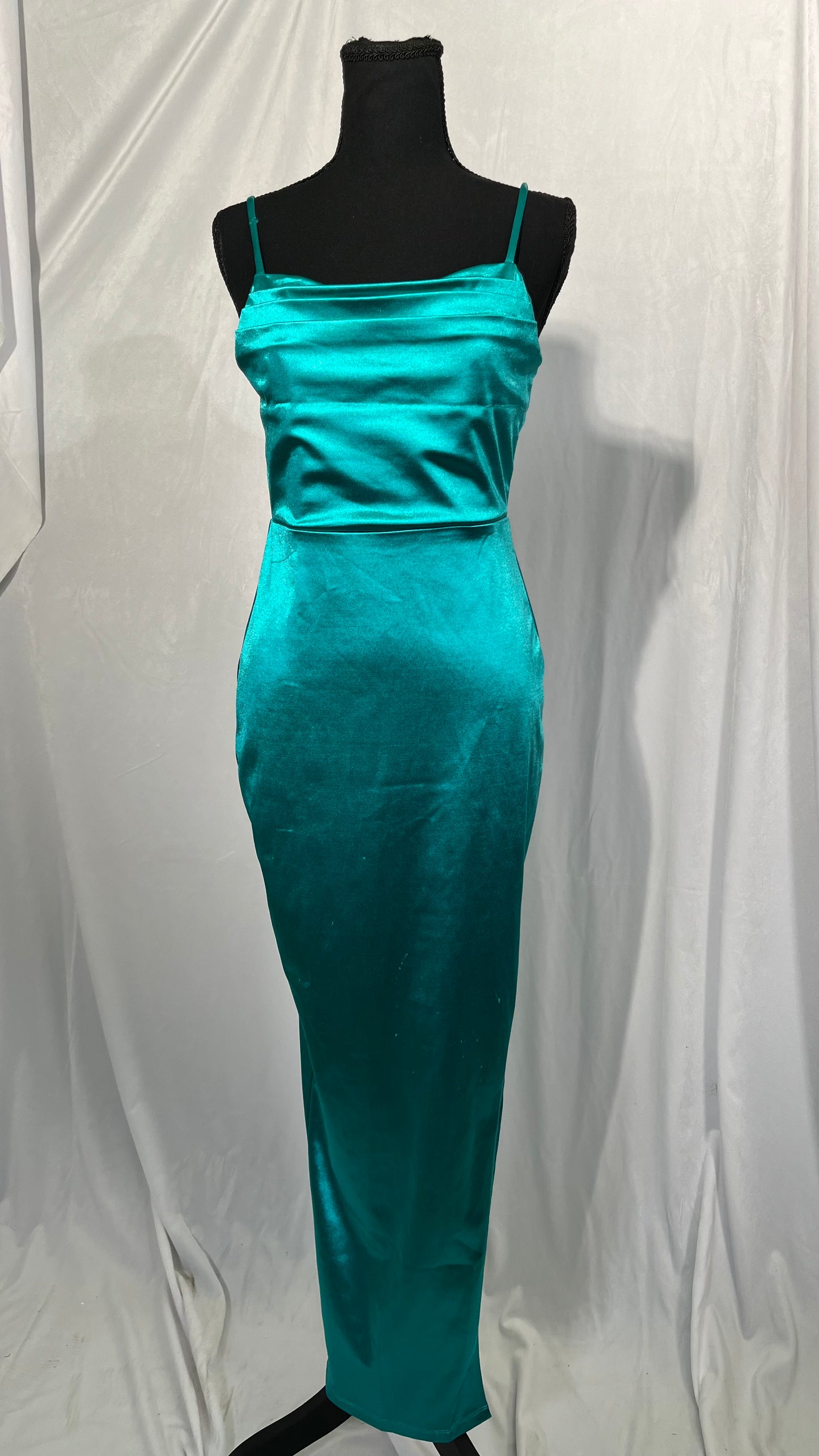 Women's Summer Satin Silk Maxi Bodycon Dresses Strapless Tube Hollow Out Long Party Club Dress  size S