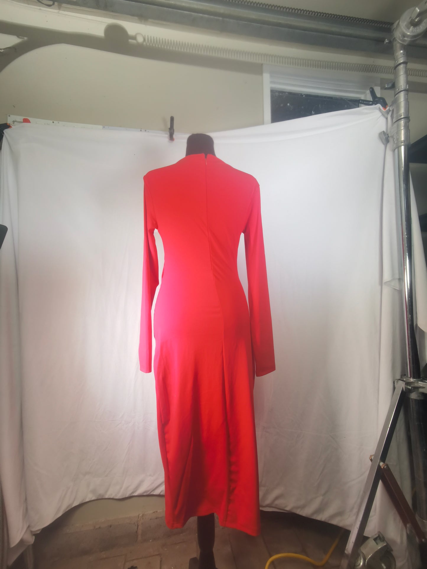 Women's red dress, long sleeves, size M