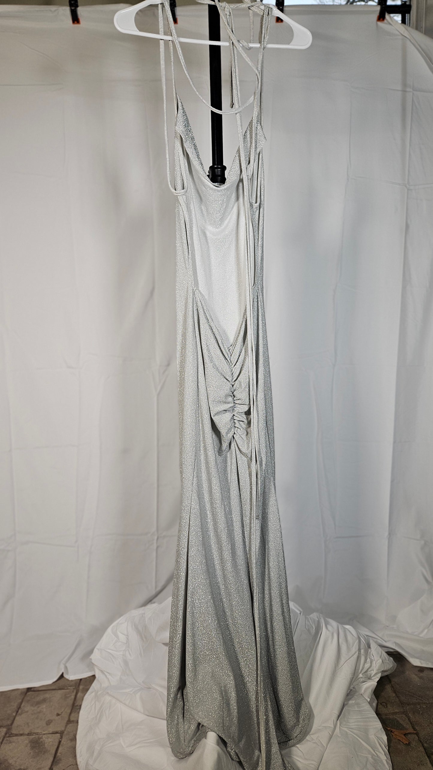 SHEIN Long shiny silver sleeveless dress Size 2