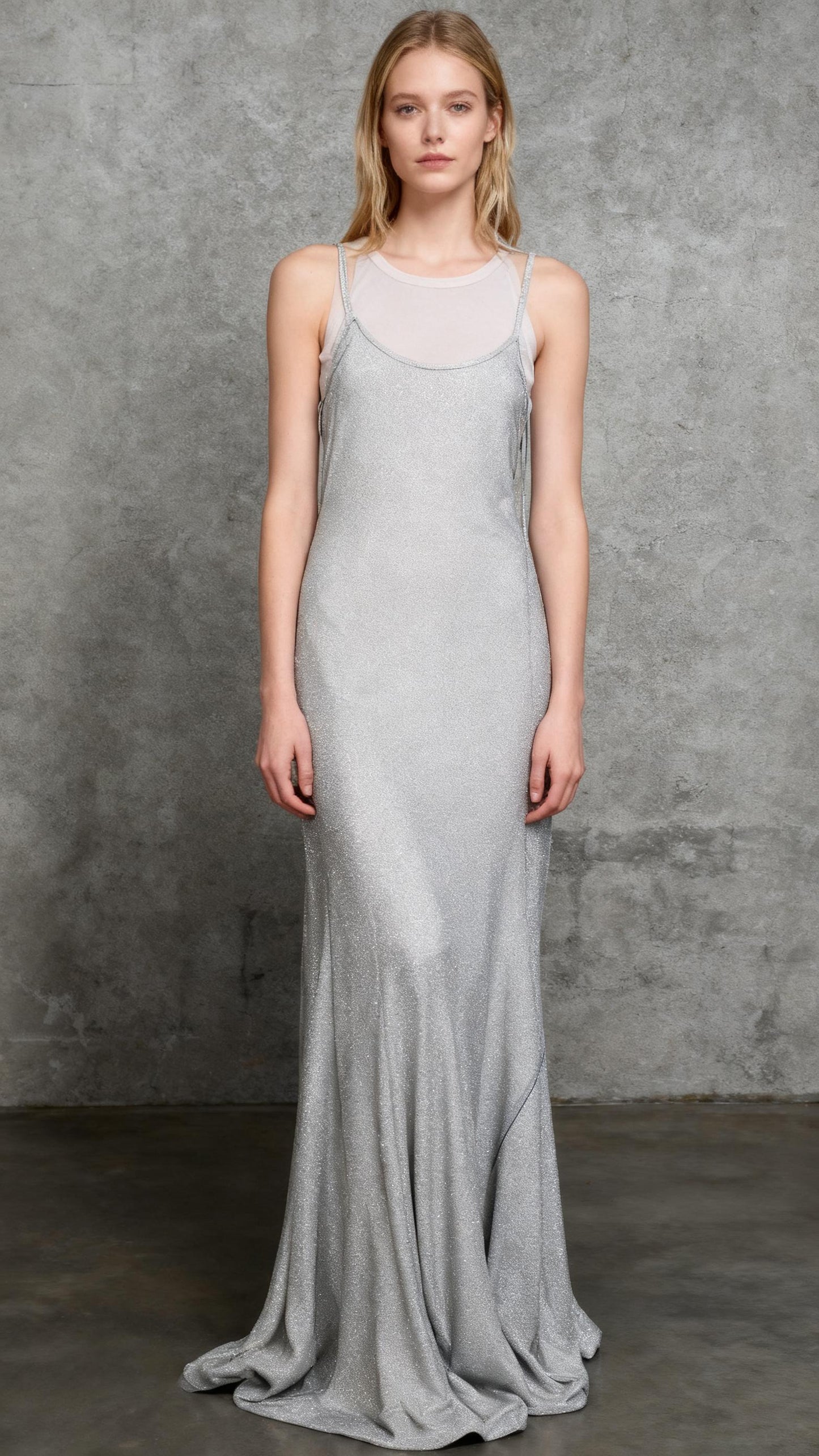 SHEIN Long shiny silver sleeveless dress Size 2