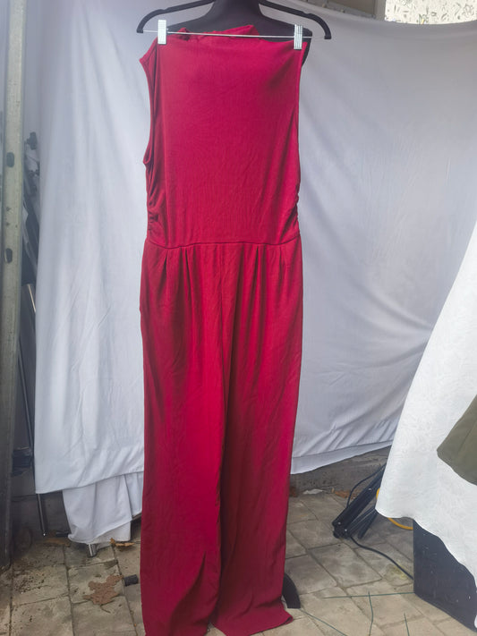 PRETTYGARDEN Women's Jumpsuits 2024 Summer Casual Sleeveless Elastic Waist Stretchy Ribbed Knit Long Rompers With Pocket  Size L