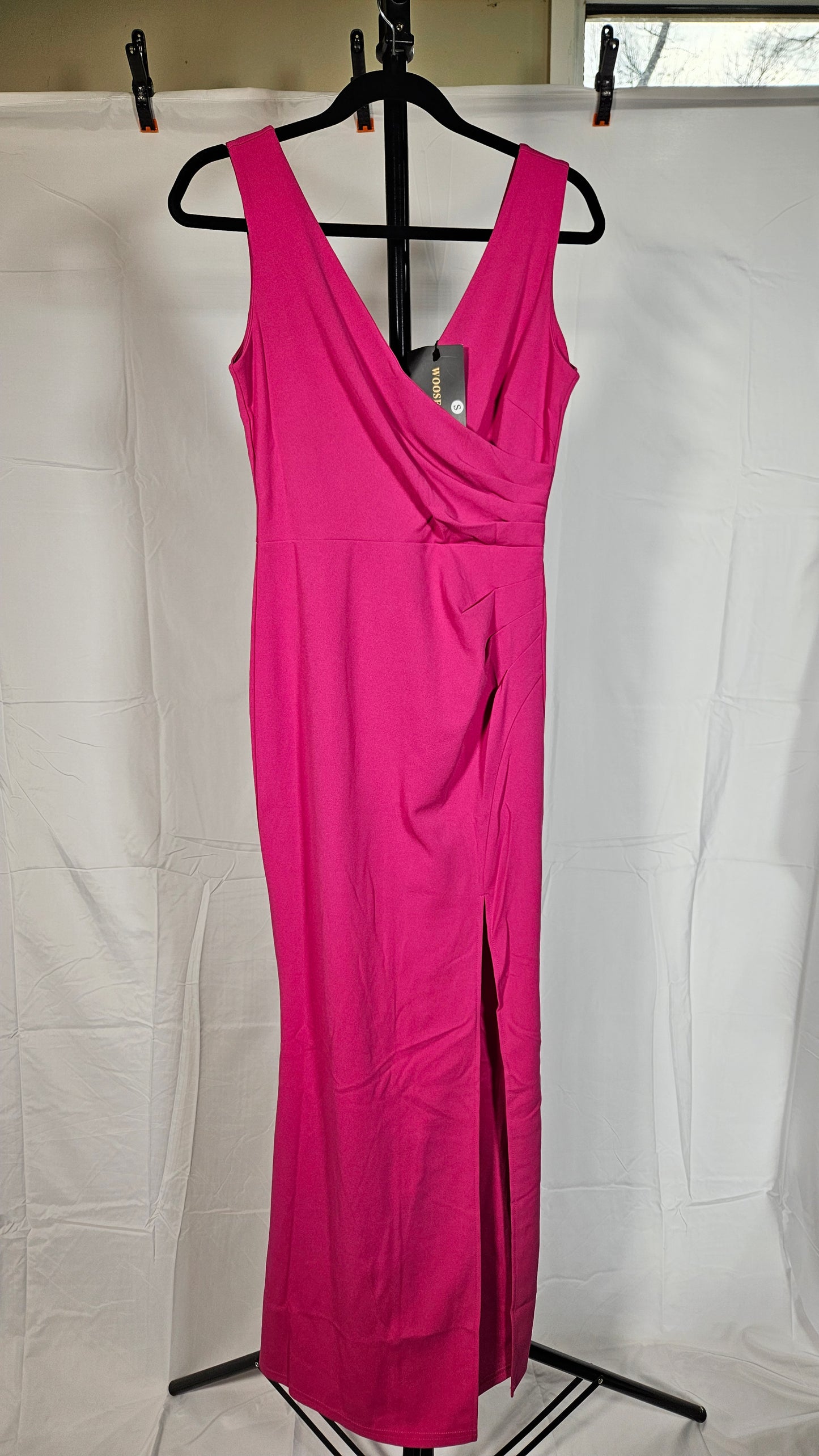 WOOSEA Women Sleeveless V Neck Split Evening Cocktail Long Dress