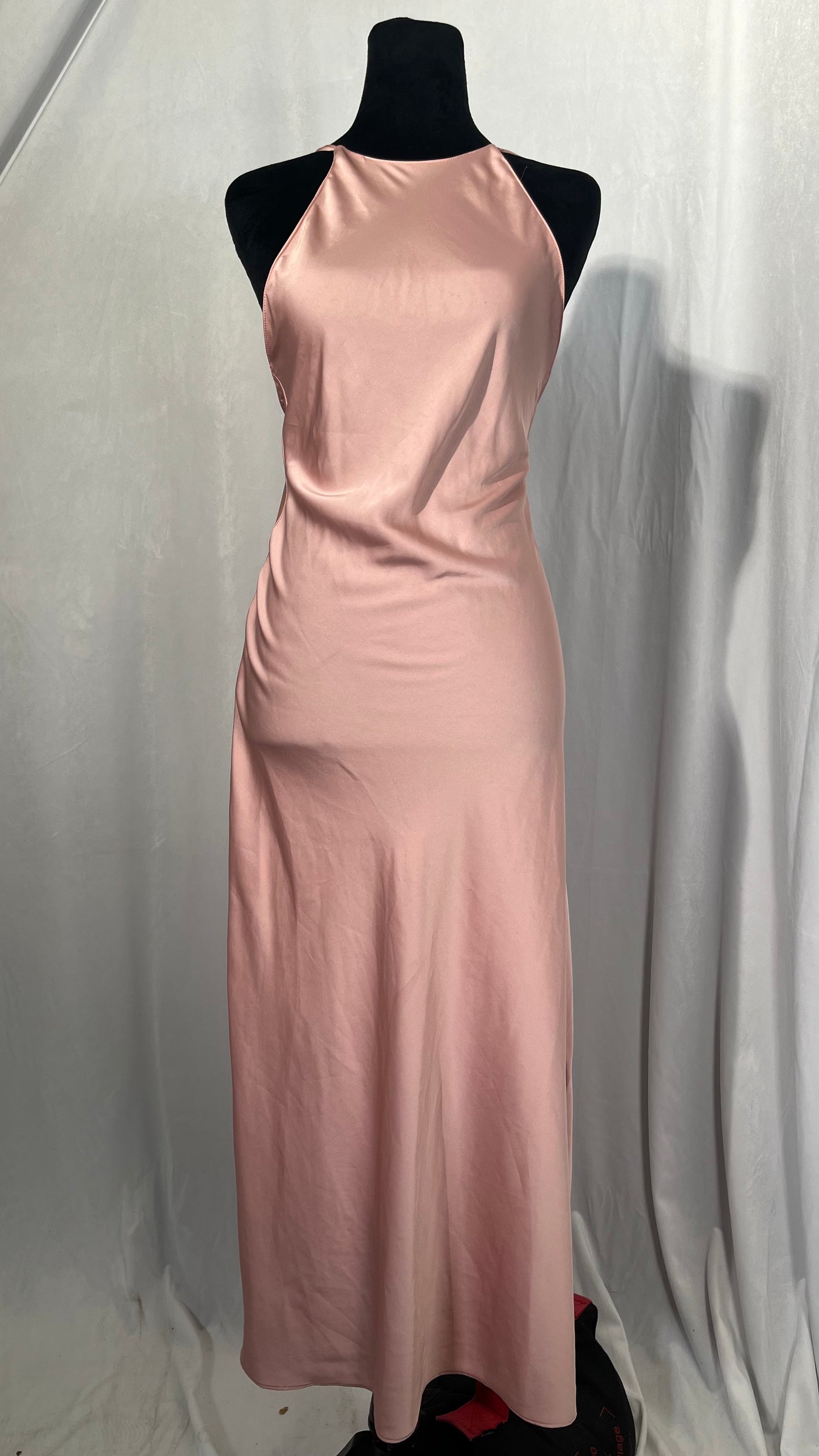 Women's Summer Satin Dress Layered Ruched Guest Dresses Ruffle Dress Low Cut Sun Dress Beige  Size S