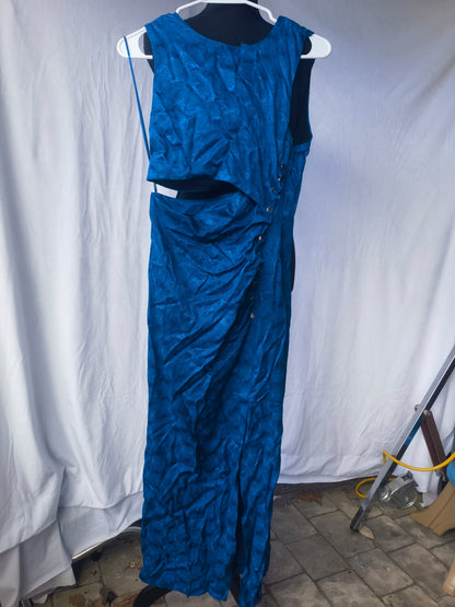 Women's blue JACQUARD MIDI DRESS Size S