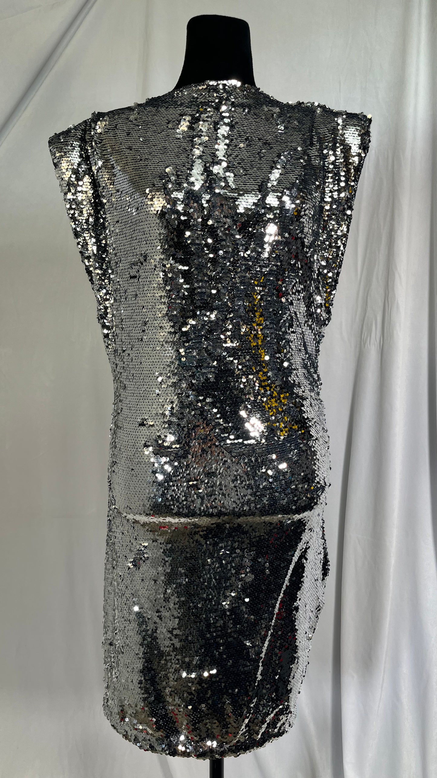 PrettyGuide Women's Sparkly Sequin Dress Adjustable Spaghetti Strap Shimmer Bodycon Mini Club Dresses Party Night Size S