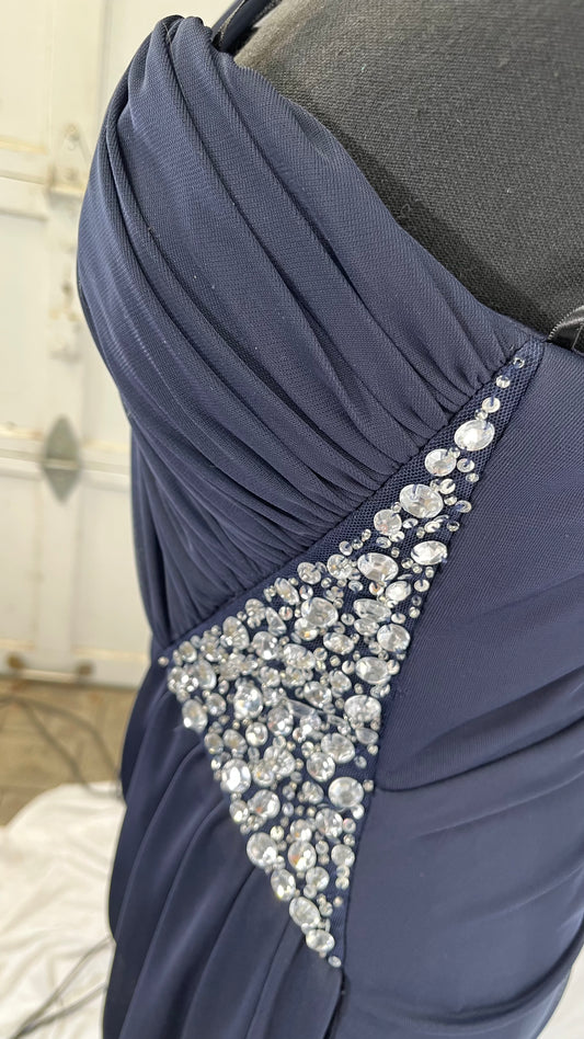 One Shoulder Dress with Rhinestone Knot Detail Size 6