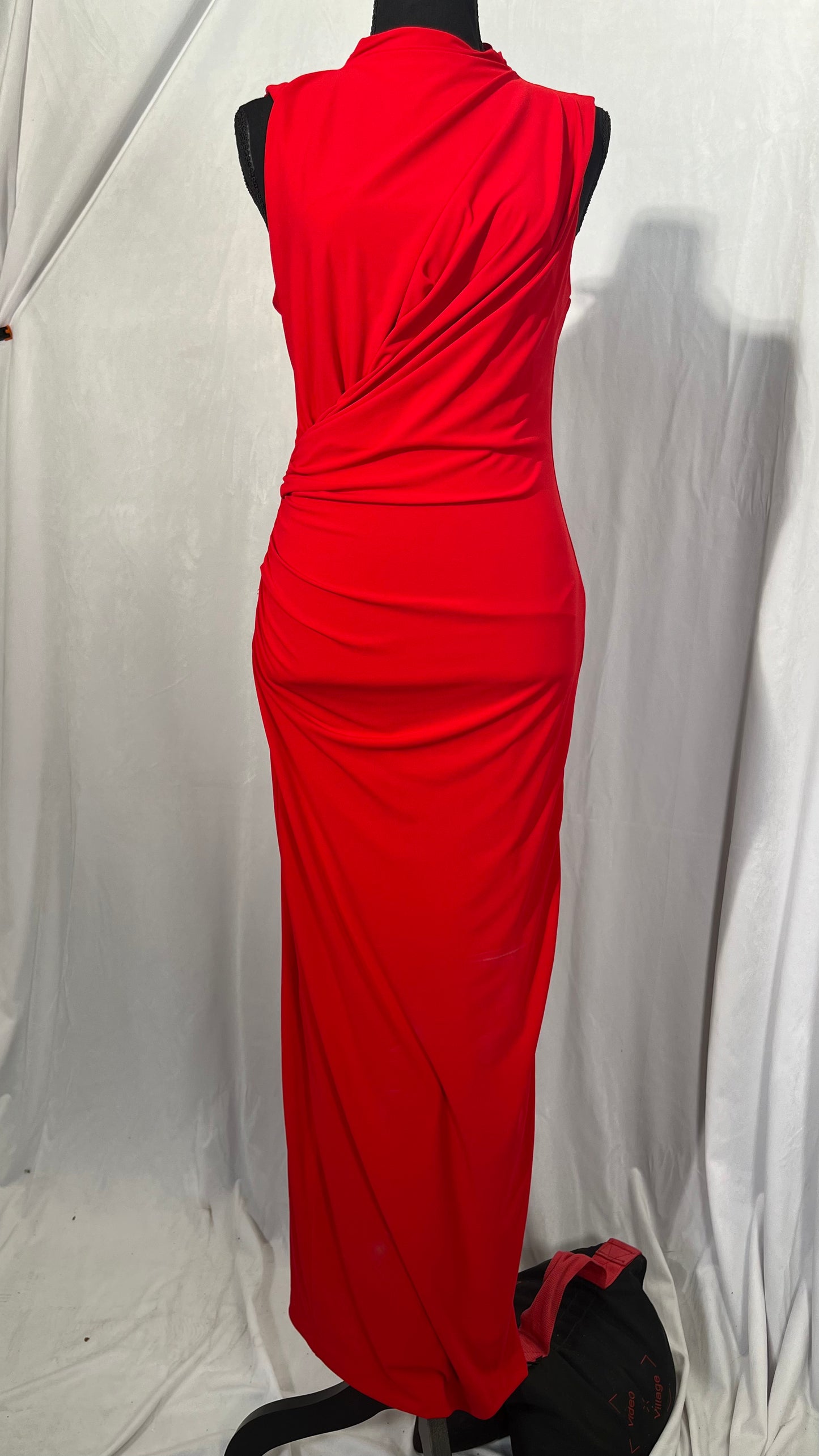 LAGSHIAN Women's Elegant One Shoulder Sleeveless Bodycon Ruched Party Cocktail Formal Midi Dress  Size S