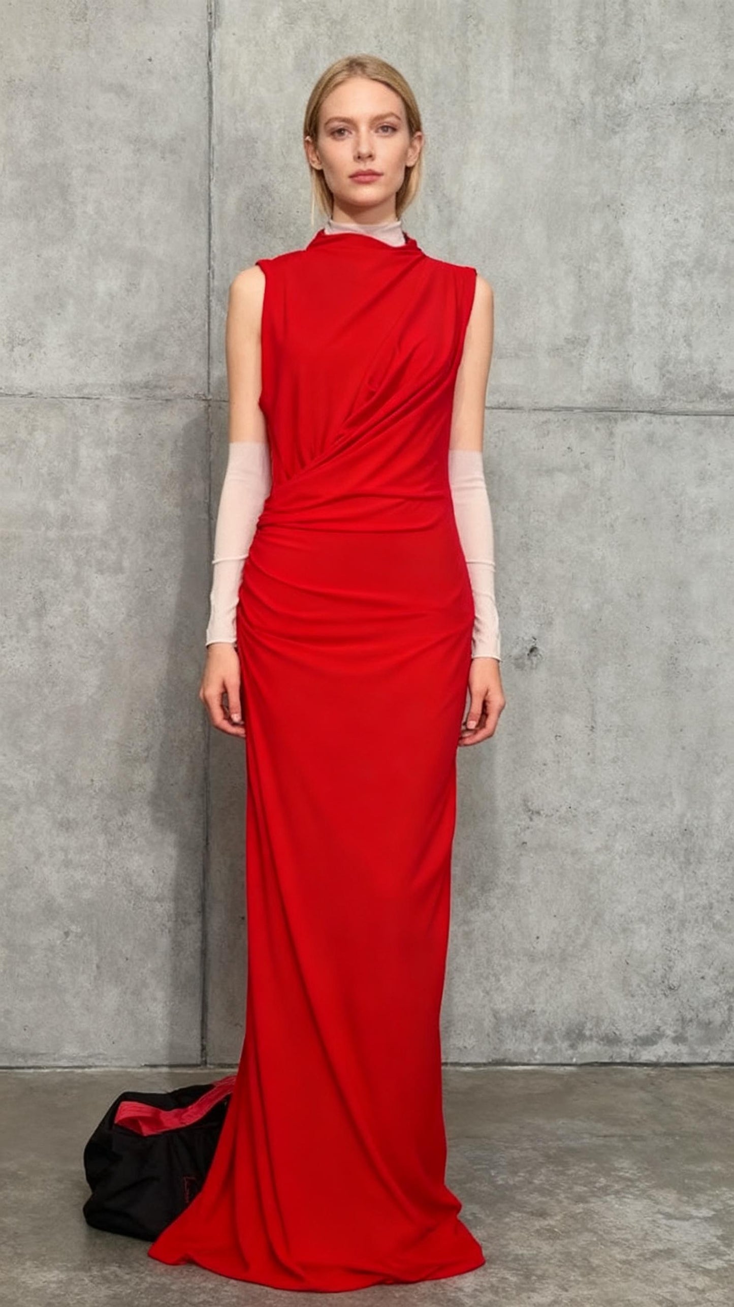 ZARA Women's Elegant One Shoulder Sleeveless Bodycon Ruched Party Cocktail Formal Midi Dress  Size S