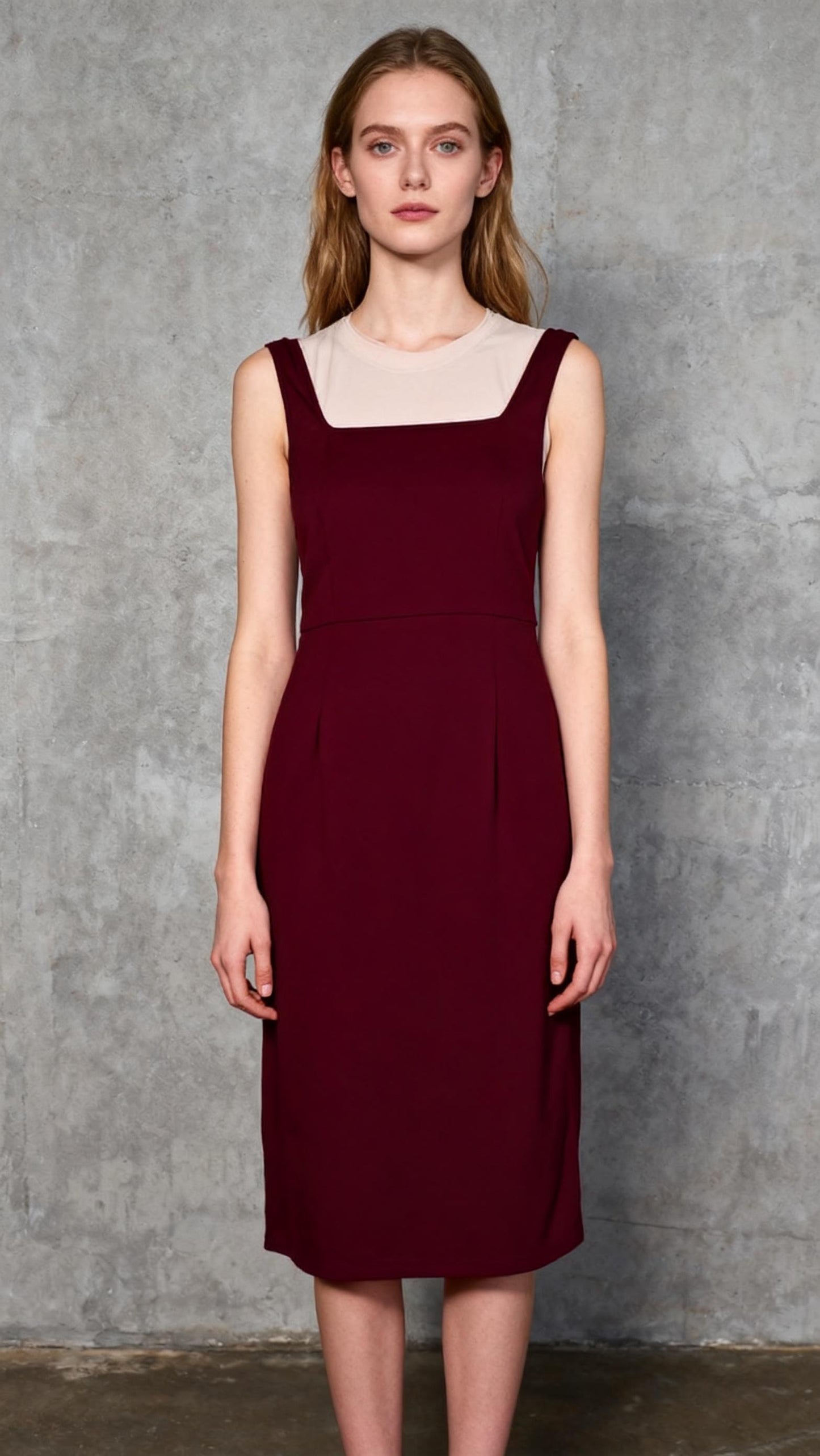 SHEIN Prive Solid Split Thigh Cami Bodycon Dress Maroon Red size M