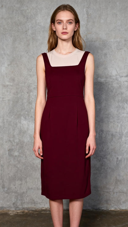 SHEIN Prive Solid Split Thigh Cami Bodycon Dress Maroon Red size M