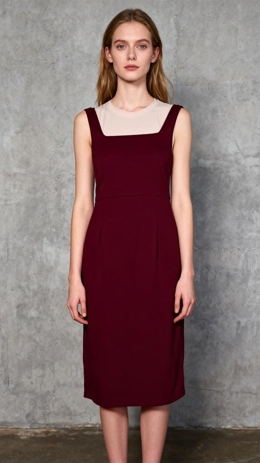 SHEIN Prive Solid Split Thigh Cami Bodycon Dress Maroon Red size M