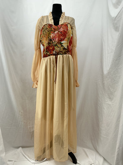 Long Sleeves Yellow Dress Size L