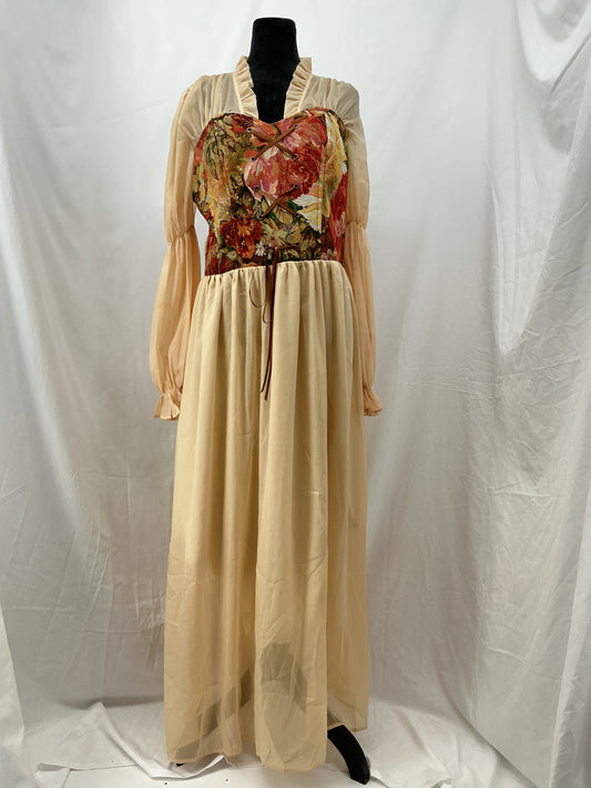 Long Sleeves Yellow Dress Size L