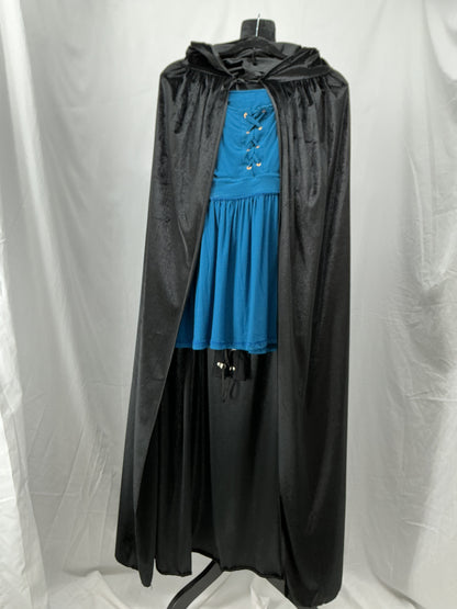 Black Cape and Blue Dress Size M