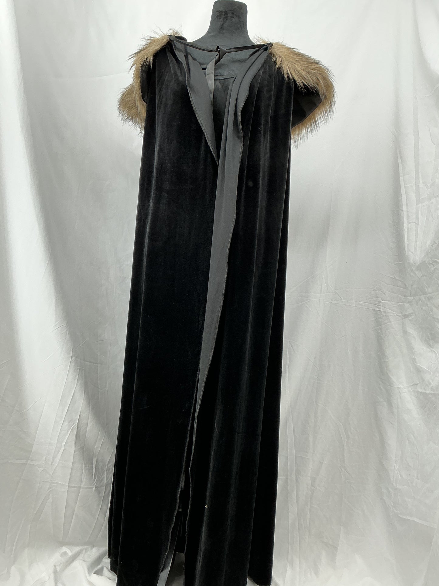 Black Cape with Fur Collar