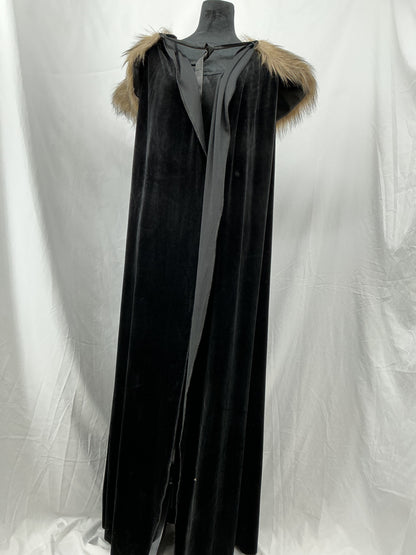 Black Cape with Fur Collar