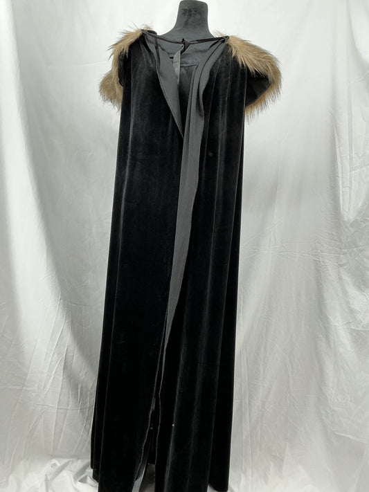 Black Cape with Fur Collar