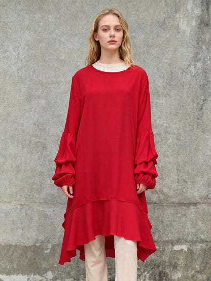 Pretty Garden Red Long Sleeves Blouse Size L